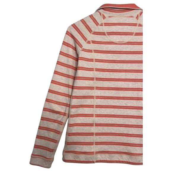 Tommy Bahama Pullover Top Womens Medium Orange Stripe Reversible Half Zip Preppy - Picture 13 of 13
